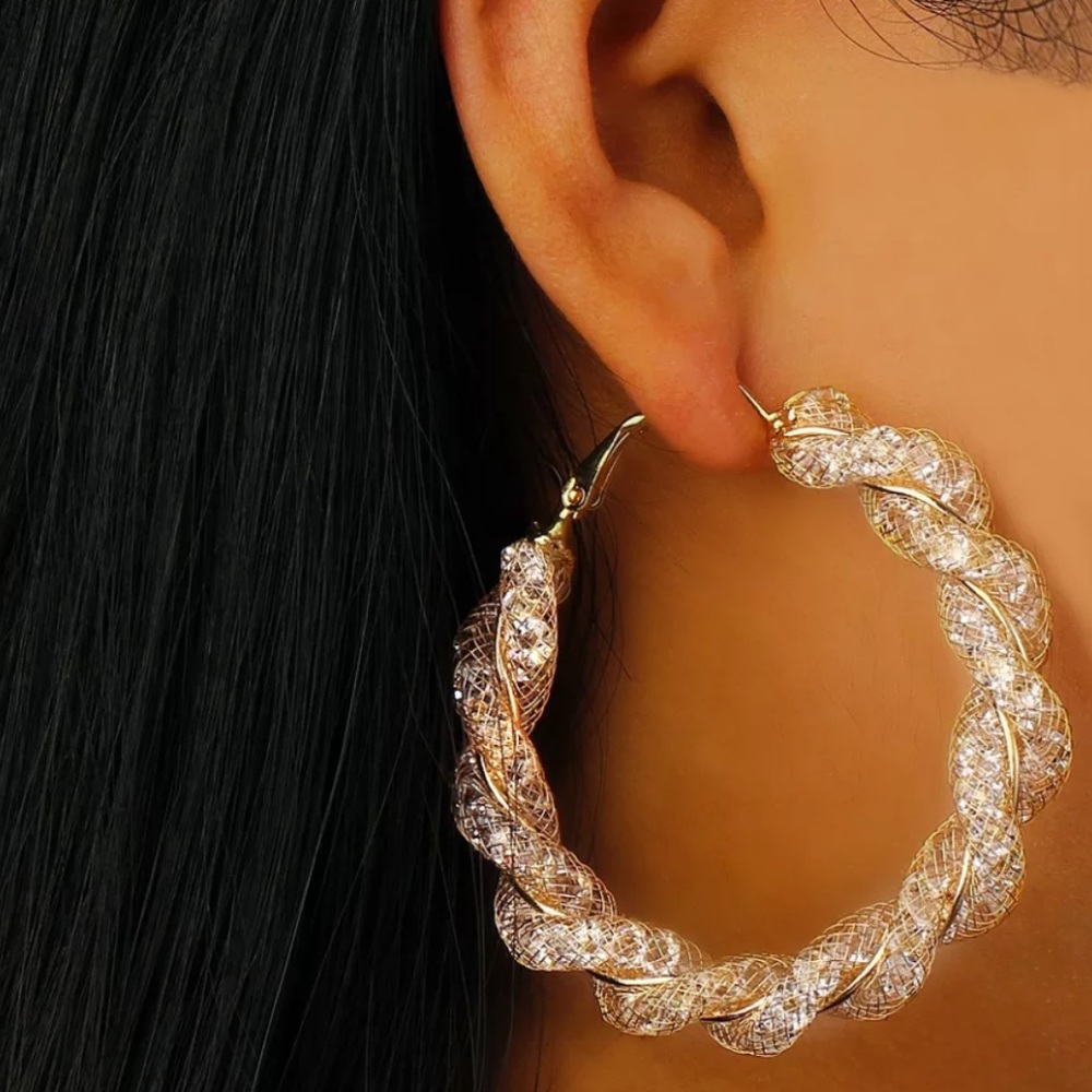 Gold plated hoop earrings - Picture 3 of 3